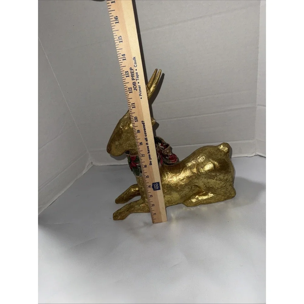 Christmas Holiday Collection Gold‎ Paper Mache Kneeling Deer